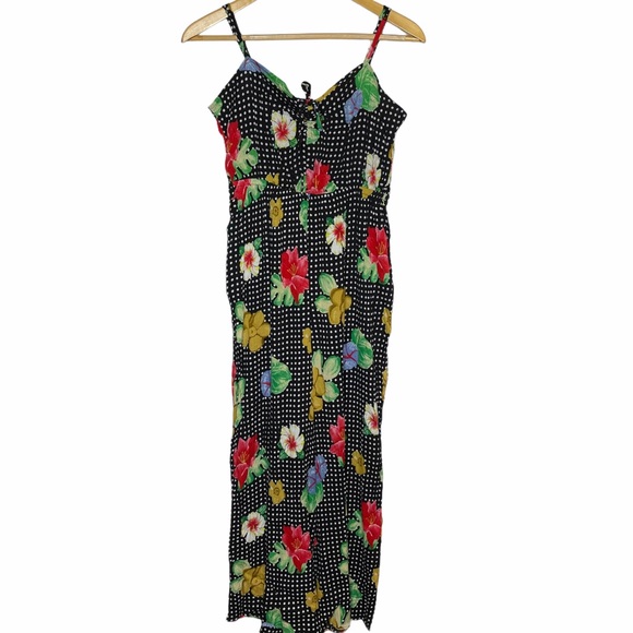 ASOS Design Black Floral Print polka Dot Jumpsuit - Picture 3 of 9